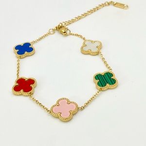 Multicolor Gold Clover Bracelet